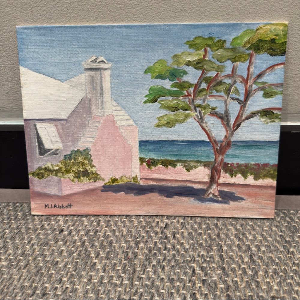 Bermuda House Oil Painting “ My House” 1984 Coastal Landscape 9x12 by M.I Abbott